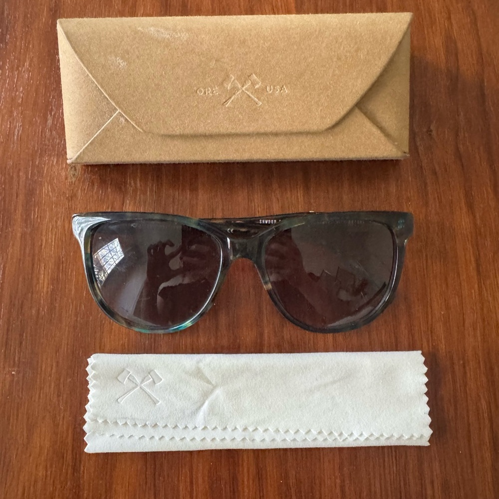 Shwood Eyewear McKenzie Green Acetate Sunglasses EUC